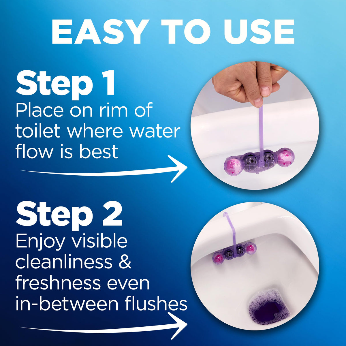 Bloo Self Active Single Toilet Rim Block and Bowl Cleaner with Flower. Hanging Toilet Bowl Cleaner Rim Block with 100% More Cleaning Power.