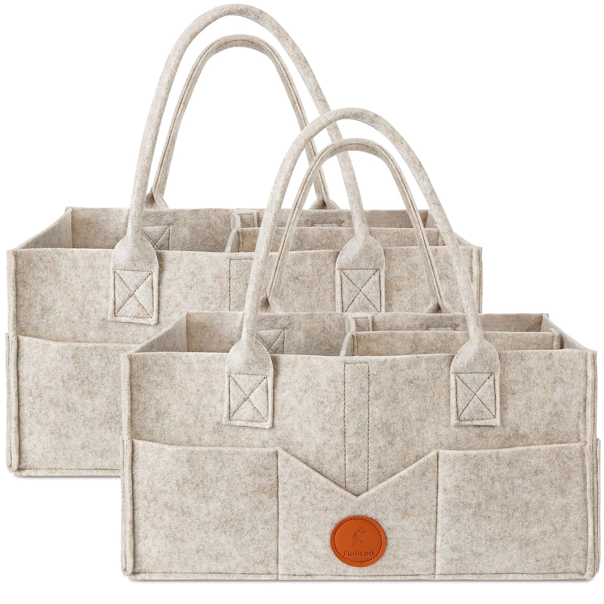 Maliton Nappy Caddy Organiser with 8 Pockets & Removable Dividers (Khaki)