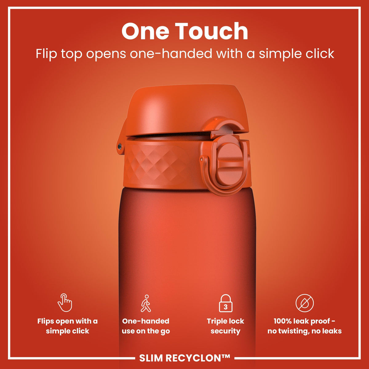 Ion8 Water Bottle, 500 ml/18 oz, Leak Proof, Easy to Open, Secure Lock, Dishwasher Safe, Hygienic Flip Cover, Carry Handle, Fits Cup Holders, Easy Clean, Hot Pink