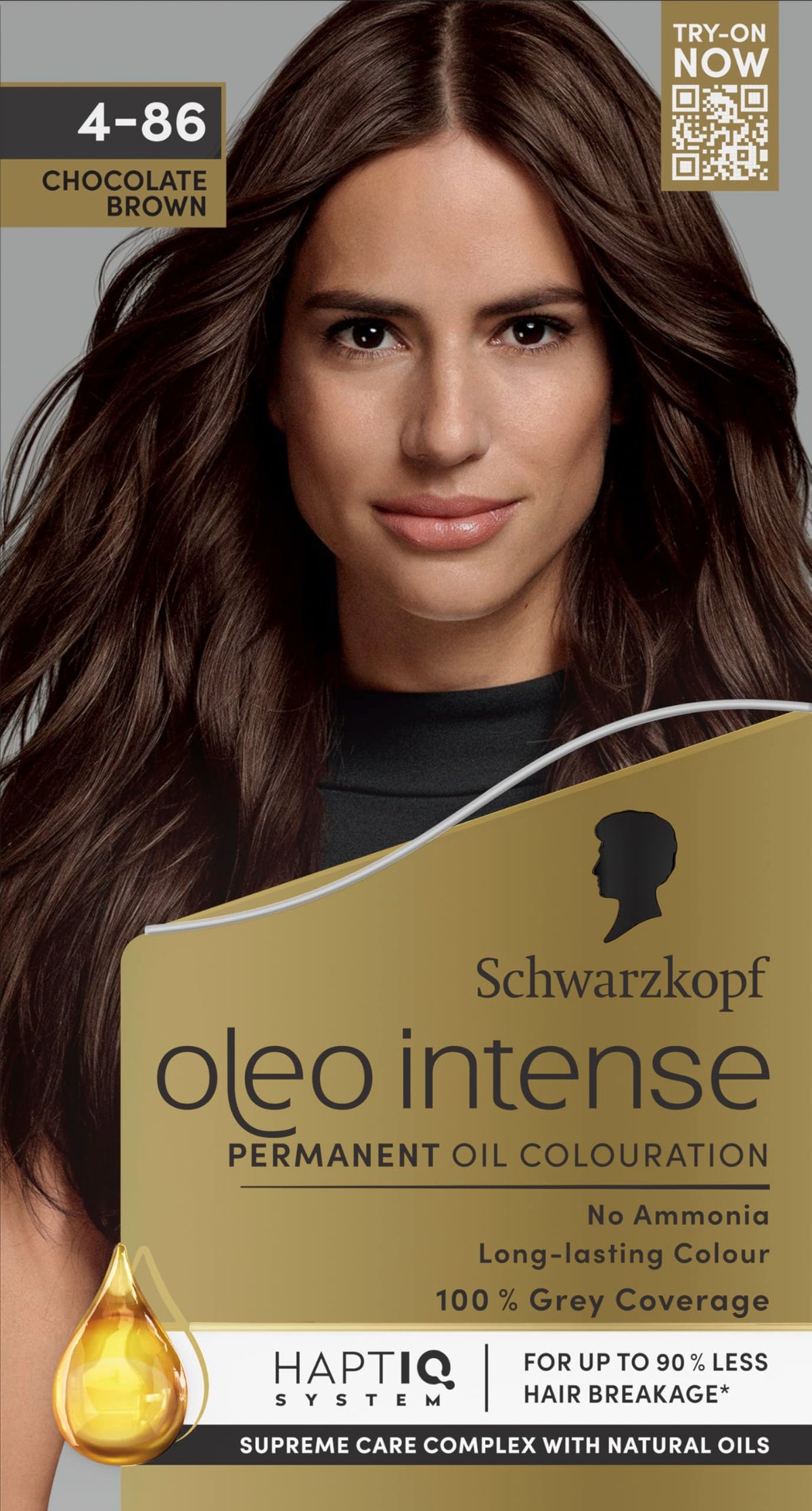 Schwarzkopf Oleo Intense Permanent Hair Colour 4-60 Gold Brown | Ammonia Free Oil Hair Dye | 100% Grey Coverage | Long-Lasting Rich Colour | With HaptIQ System & Caring Oil Mask (Pack of 2)