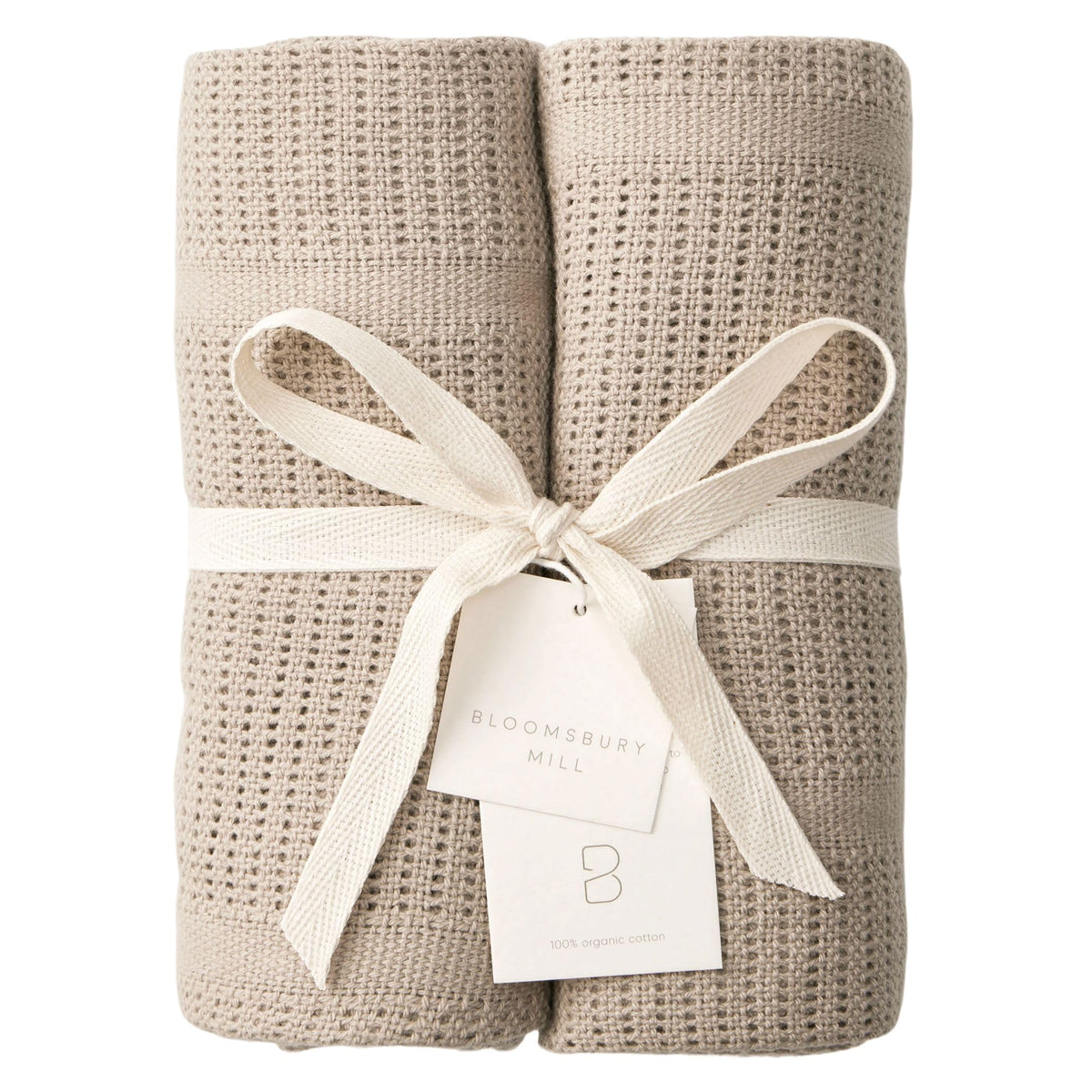 Bloomsbury Mill - Cellular Blankets Baby - 100% Organic Cotton - 2 Pack - Cloud - White - Newborn Essentials - Soft Breathable Baby Blankets for Pram, Cot, Moses Basket - 75x95cm