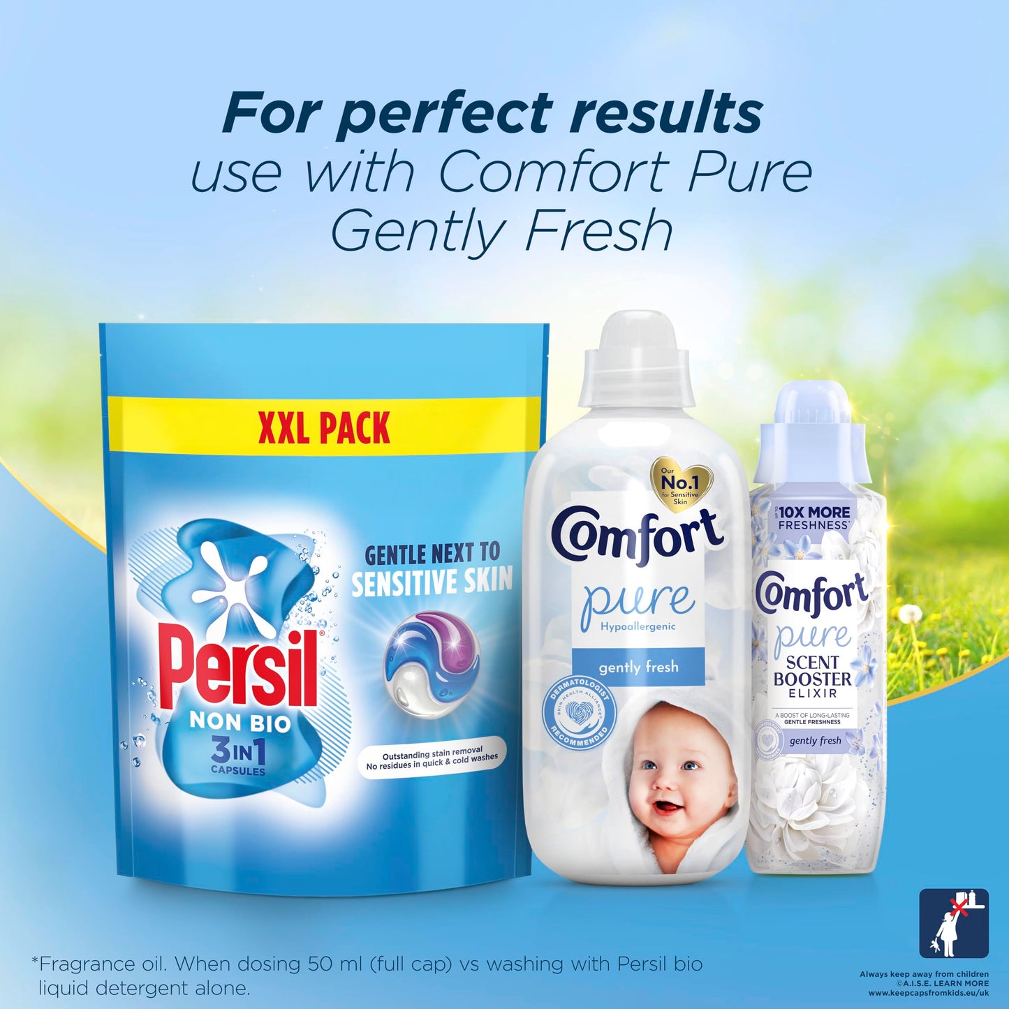 Persil Bio 3 in 1 Washing Capsules 1st time removal of tough stains outstanding stain removal in quick & cold washes 48 washes