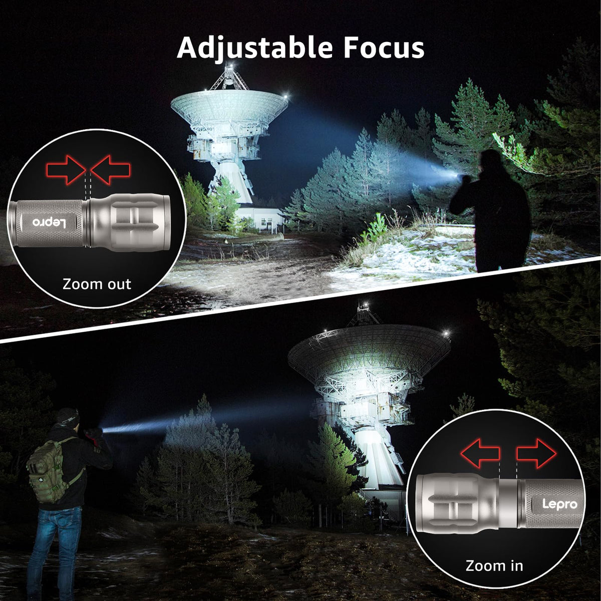 Lepro LE LED Torch Battery Powered, Camping Flashlight, Adjustable Focus