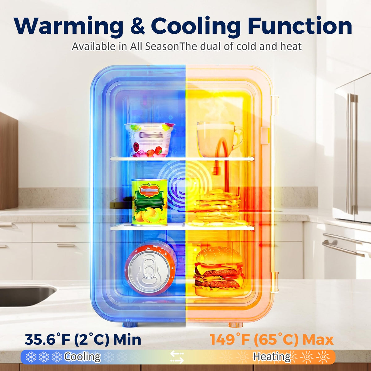 25L Mini Fridge, 30 Cans Portable Cooler & Warmer Small Fridge