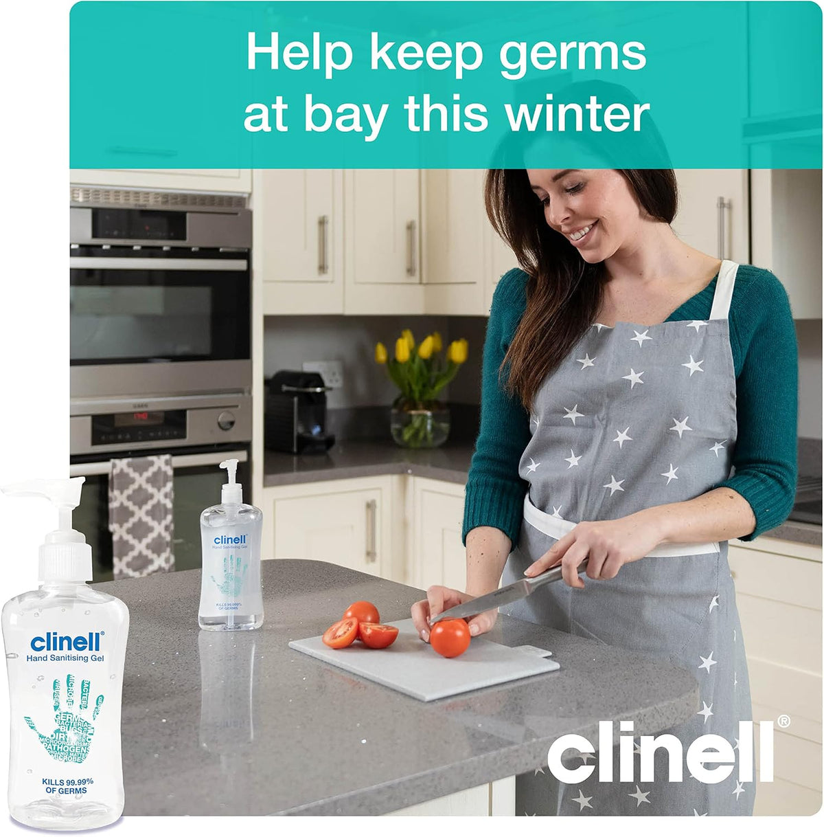Clinell GCIHS500 Hand Sanitiser Gel - Dermotologically Tested, Kills 99.99% of Germs, Quick and Kind to Skin, No Stickiness - 500ml bottle