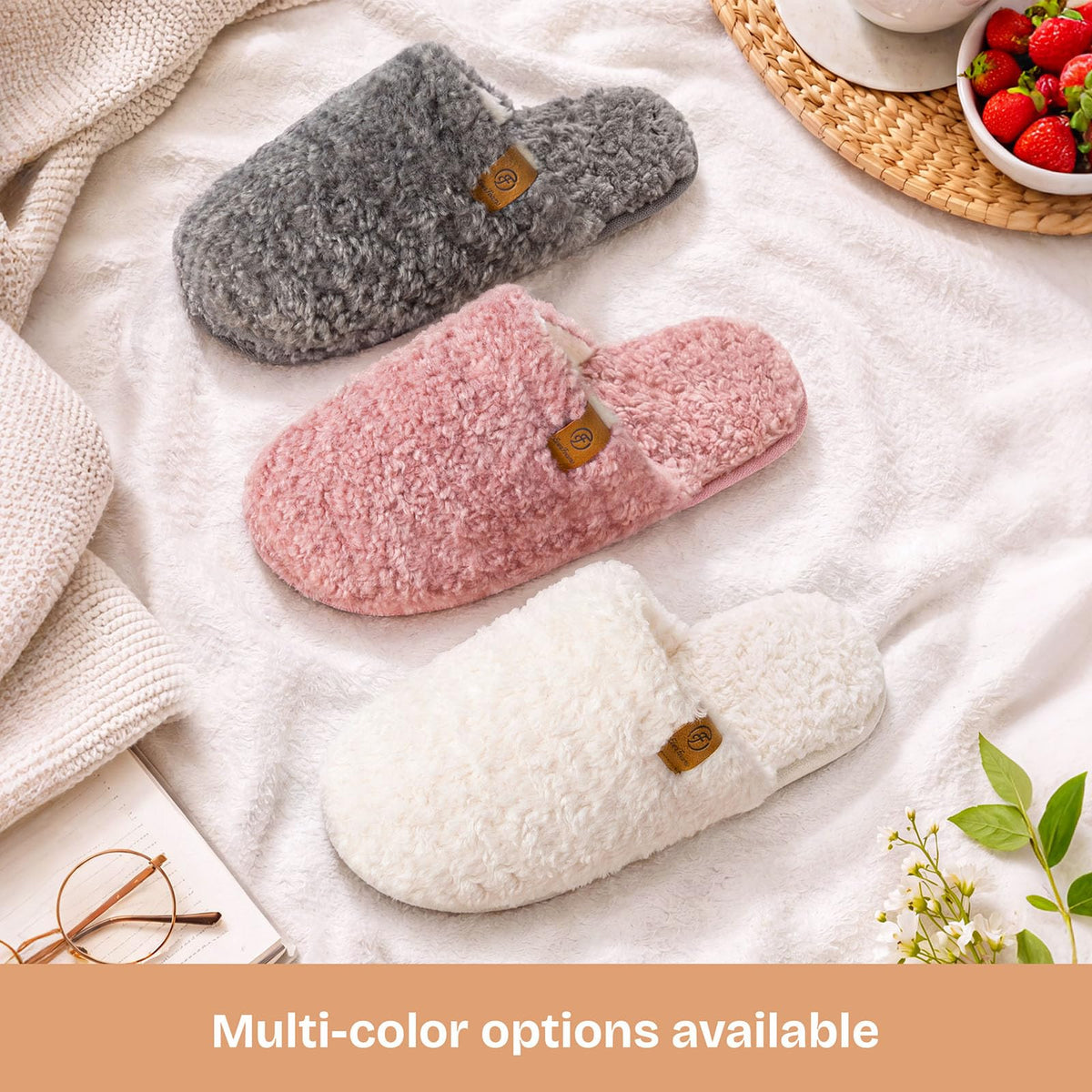 EverFoams Women's Fuzzy Slippers Cosy Memory Foam Indoor Warm House Shoes