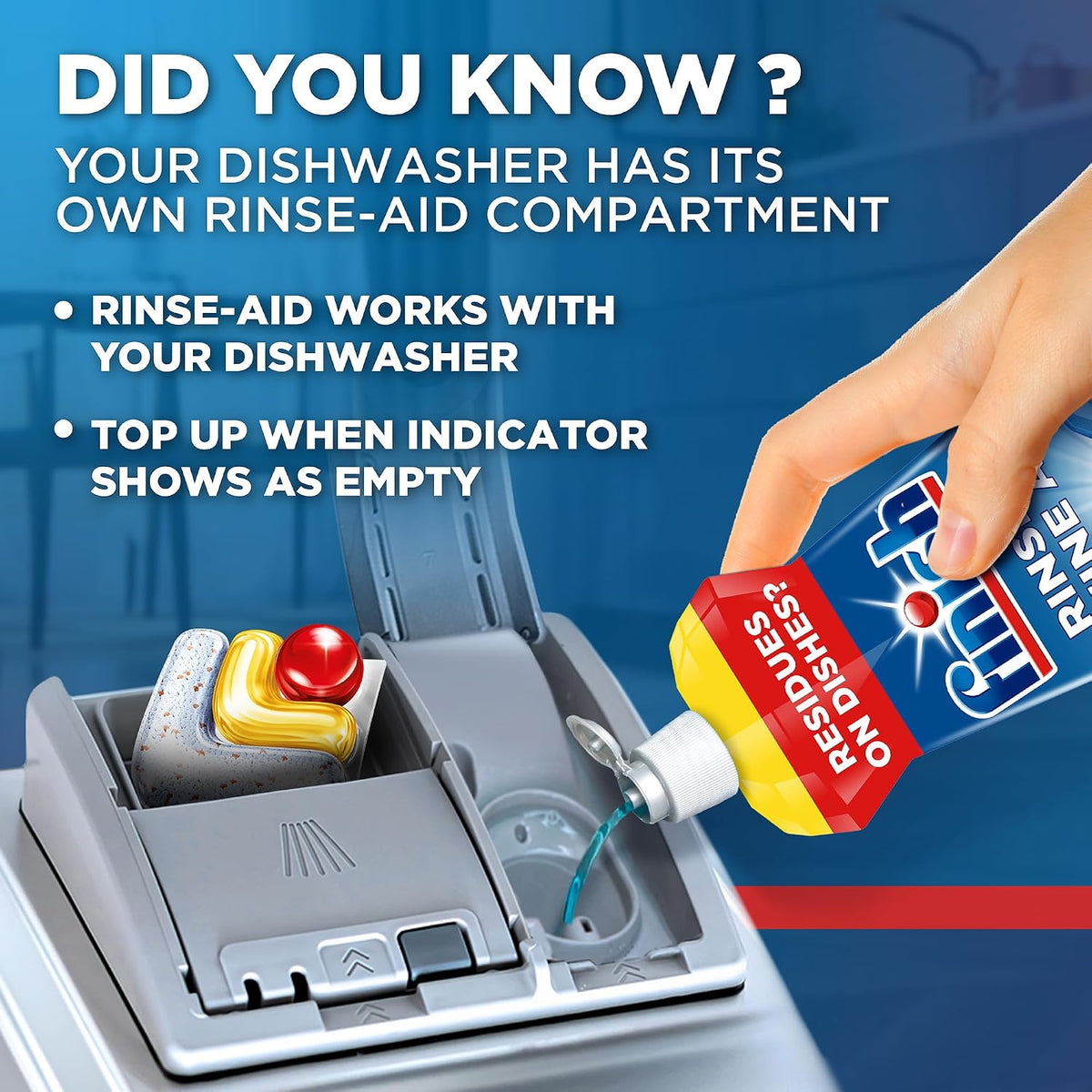 Finish Dishwasher Rinse Aid, Lemon, Better Drying, Shinier Dishes, 400ml