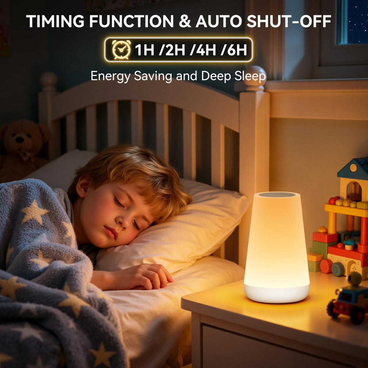 Auxmir Night Light 2 Pack, LED Touch Bedside Table Lamp, 2500mAh Rechargeable Light with RGB Color Changing, Portable Lamp for Children, Kids, Bedroom, Living Room, Camping