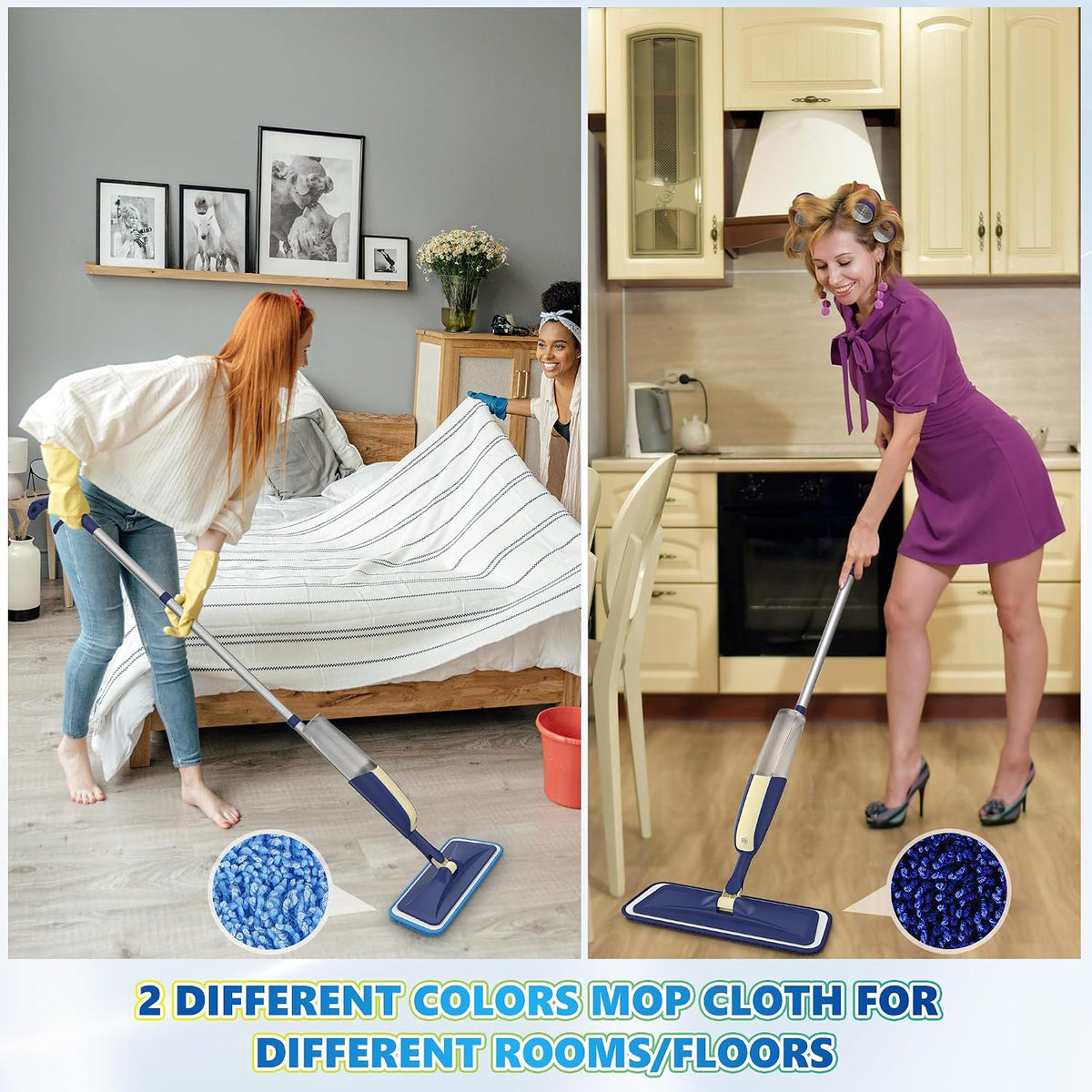 Microfibre Floor Mop with 4 Washable Pads: Spray Mops for Cleaning Floors