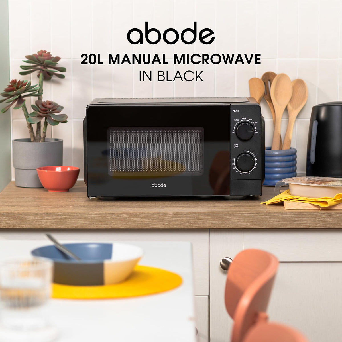 Abode Touch Control Microwave 20 Litre Black Digital 700W with Clock & Timer, 5 Auto Cook Settings & Defrost, 10 Power Levels AMT2012B (Touch Control, Silver)