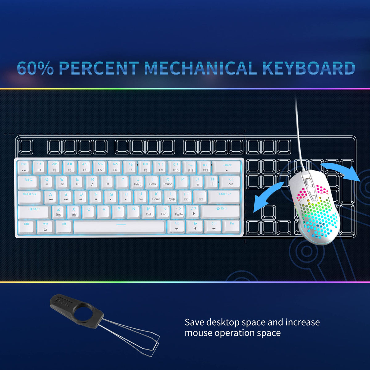 Dierya DK61SE 60% Gaming Keyboard, Wired, US QWERTY, Brown Switches, Black