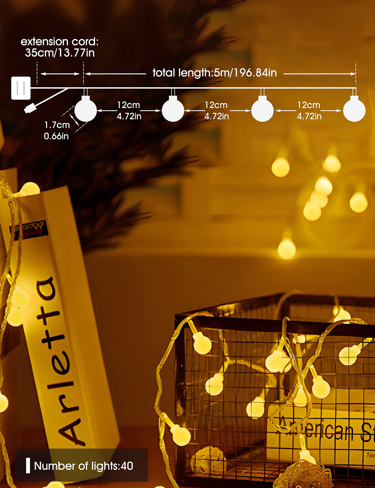 Fulighture Fairy Lights Battery Operated: 5m 16ft 40LED Snowflake