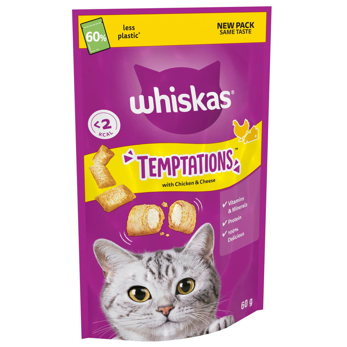 WHISKAS Crunch 100g (Pack of 6) - Tasty Topping Adult Cat Treat Biscuits
