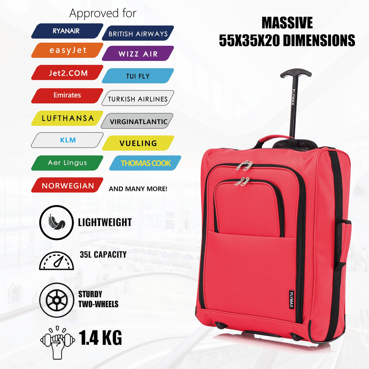 Easyjet 45x36x20 Carry on Suitcase Approved Underseat Cabin Bag Case Lightweight Hand Luggage 1.3kg 33L Black