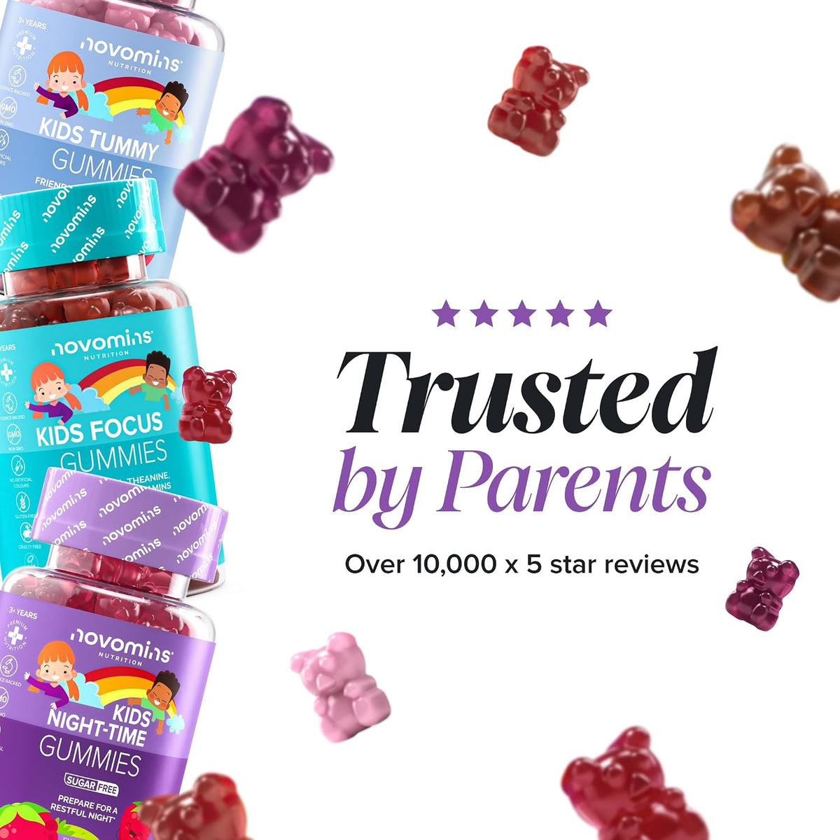 Kids Night-Time Gummies | Magnesium, L-Theanine, Vitamin B | Novomins