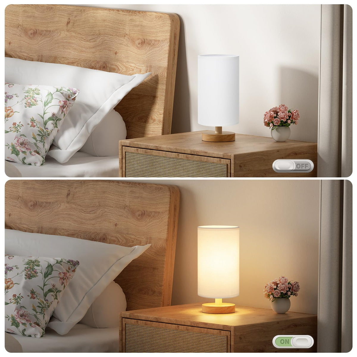 Aooshine Bedside Lamps, 3000K Warm Table Lamp for Bedroom Living Room