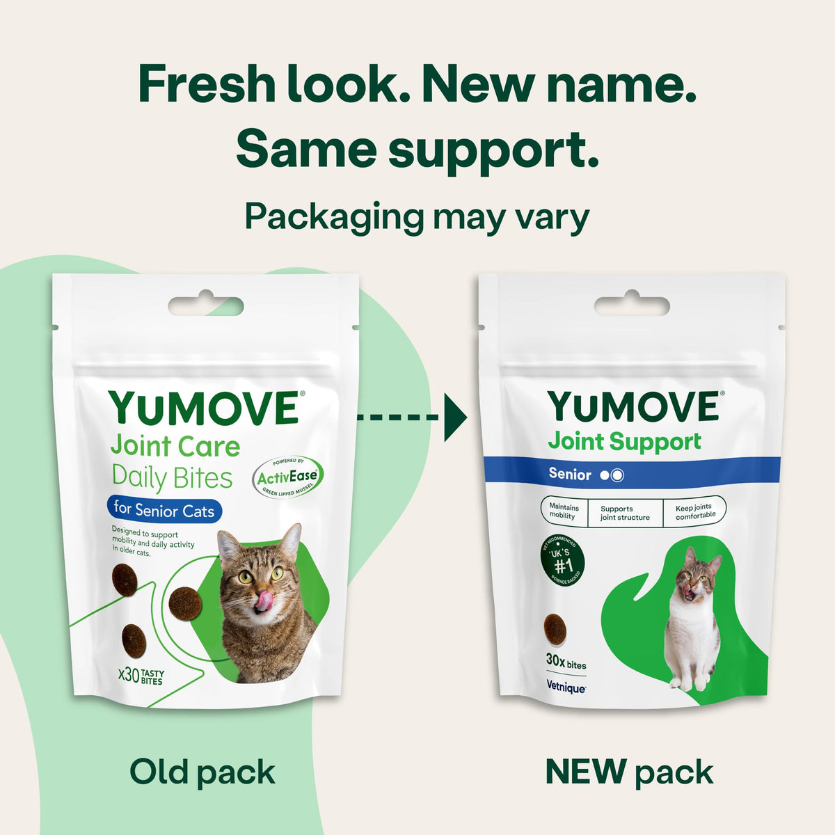 YuMOVE Senior Cat Joint Supplement for Joint Care & Joint Aid, for Older, Stiff Cats with Glucosamine, Chondroitin & Green Lipped Mussel, 60 Capsules - Packaging May Vary