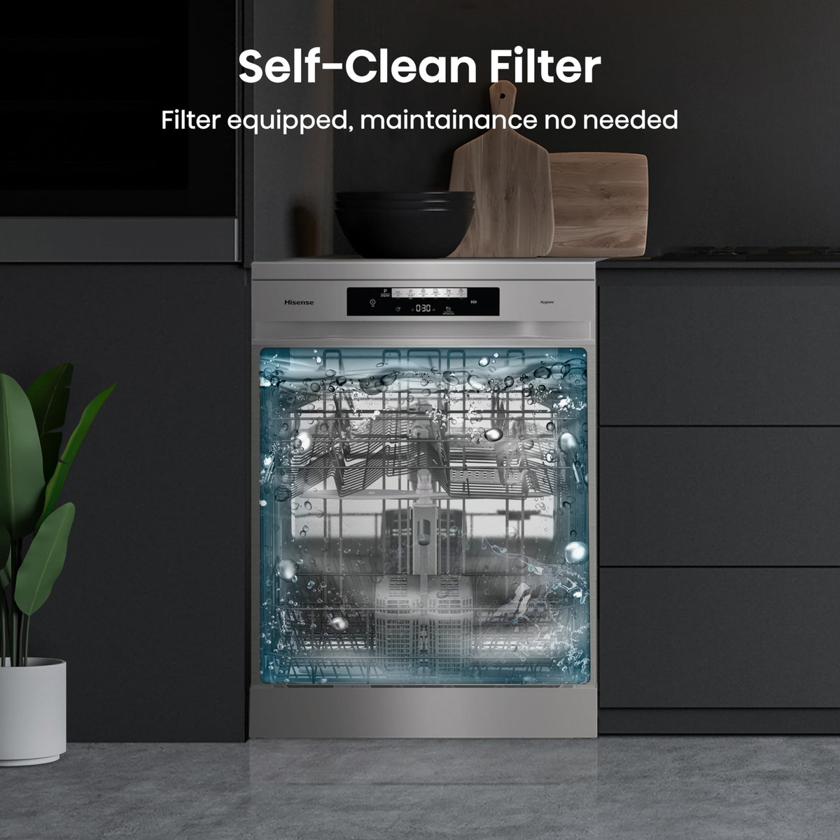 Hisense HS523E15WUK Slimline 10 Places Free Standing Dishwasher White with 30 Minutes Quick Wash [Energy Class E]
