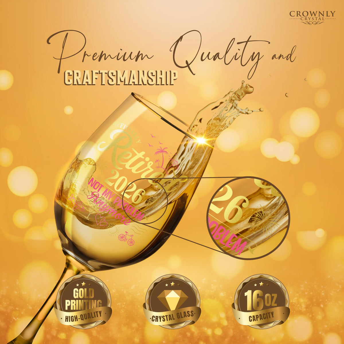 CROWNLY CRYSTAL® Mothers Day Gifts for Mum Wine Glass Personalised Mummy Birthday Present Womens Drinking Glasses Ladies Gift Ideas Mum Presents from Daughter Son
