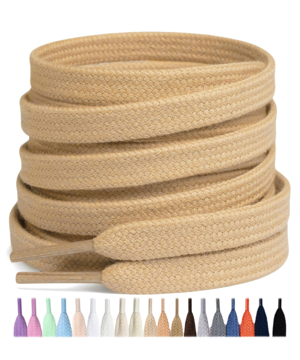 Stepace 2 Pairs Cotton Flat Shoe Laces 8mm Wide Shoelaces for Sneaker