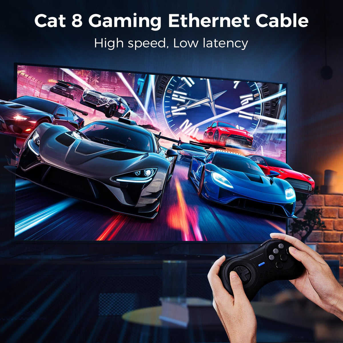 Cat 8 Ethernet Cable 1M, High-Speed Gigabit Braided RJ45