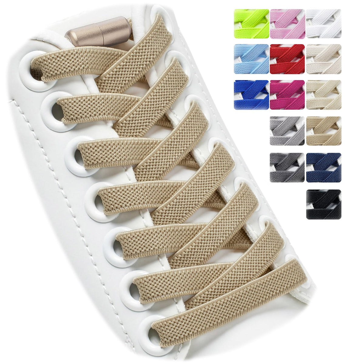 2 Pairs Elastic Shoe Laces for Trainers, 8mm Shoelace