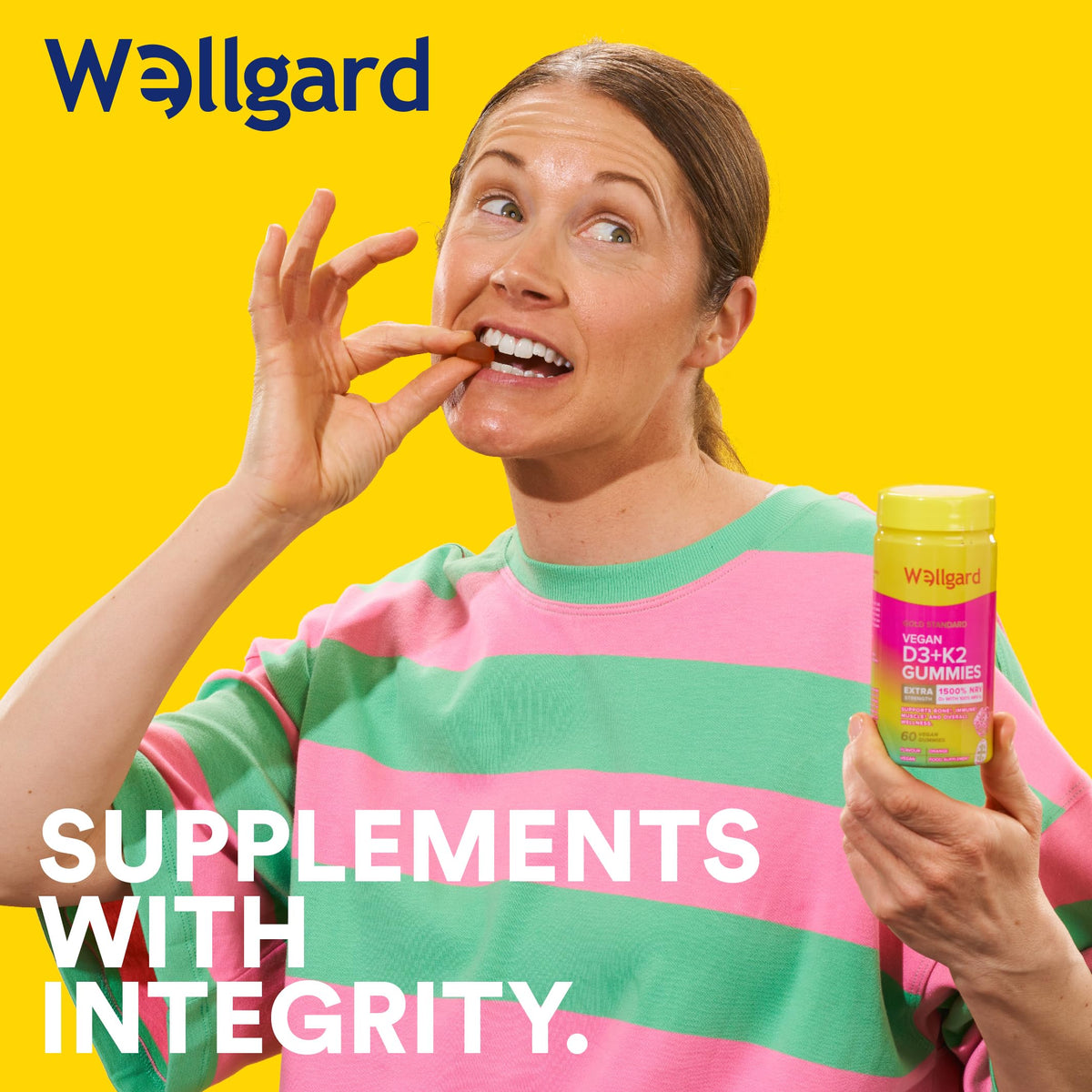 Wellgard Kids Calcium & D3 Gummies - 2 Month Supply - Vegan Chewable Calcium and Vitamin D3 Gummies, Mixed Berry Flavour