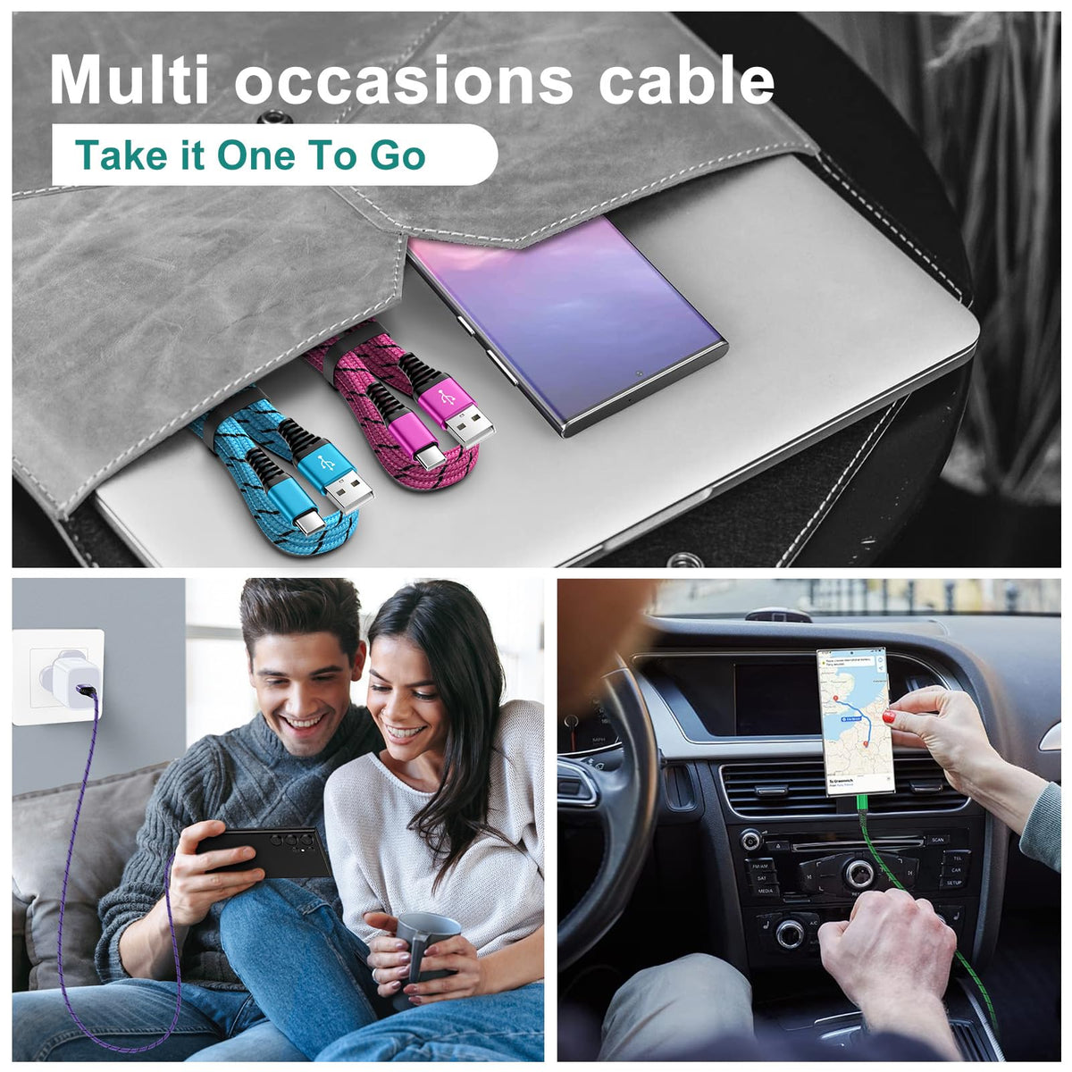 USB C Cable, 6FT/4Pack USB A to USB C Charge Lead Fast Charge Cord