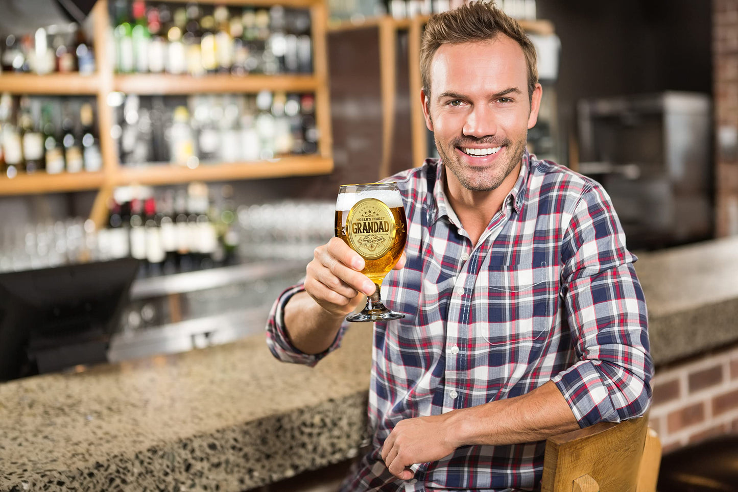 Crownly Crystal® Gold Birthday Gifts: Dad's Beer Glasses