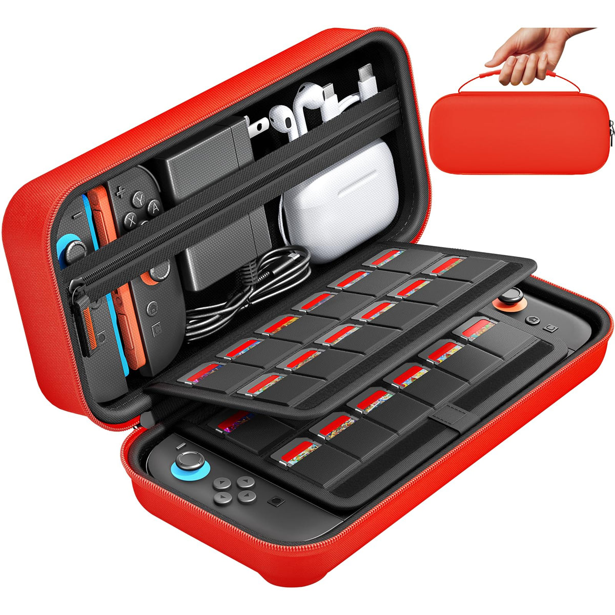 daydayup Switch 2 Carry Case Compatible with Nintendo Switch 2, with 24 Games Cartridges Protective Hard Shell Travel Carrying Case Pouch for Switch 2 Console & Accessories,Black