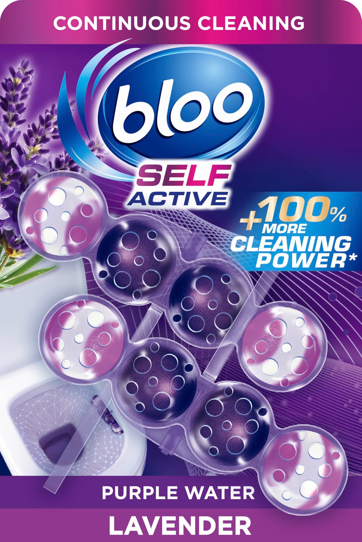 Bloo Self Active Single Toilet Rim Block and Bowl Cleaner with Flower. Hanging Toilet Bowl Cleaner Rim Block with 100% More Cleaning Power.