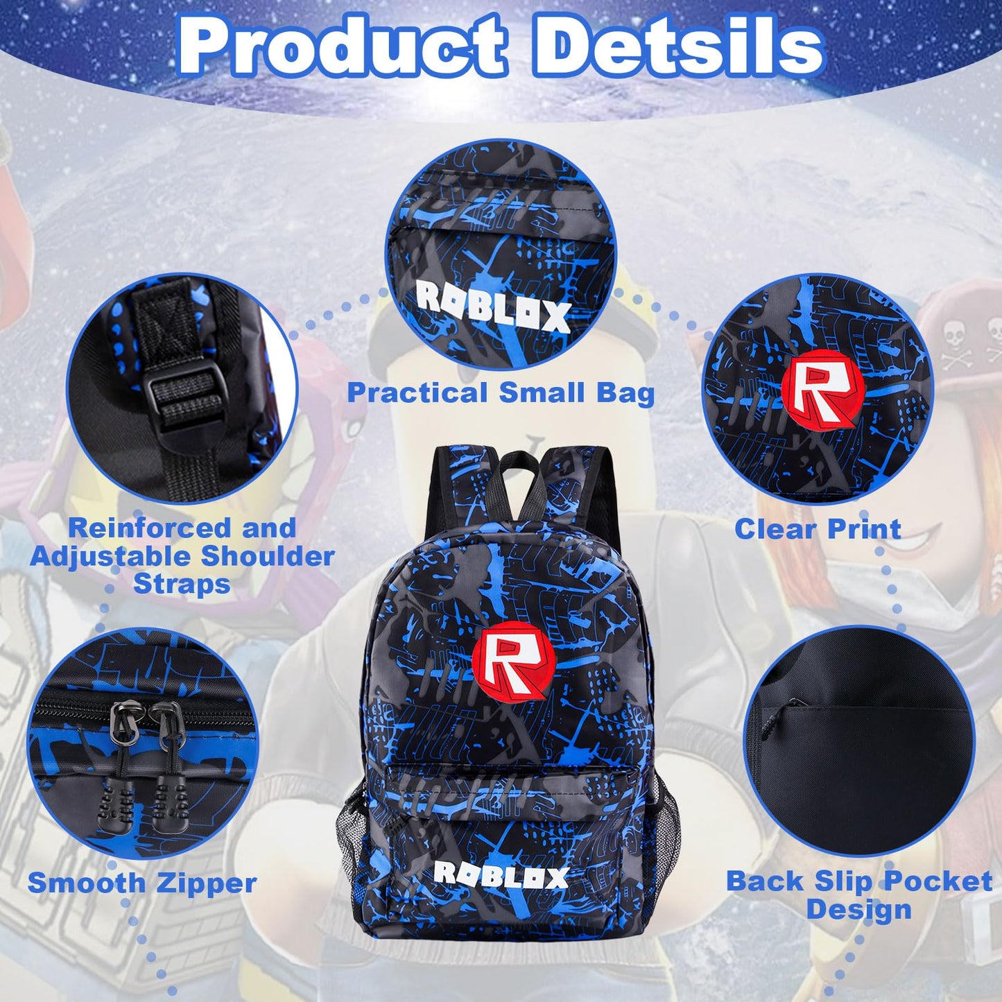 yumcute De-mn Backpack Kids, Teen Game School Bags, Children Primary Schoolbag, Children's School Backpack, 17 Inch Large Capacity Travel Rucksack Waterproof Boys Girls Book Bags for Aged 3-12 Years
