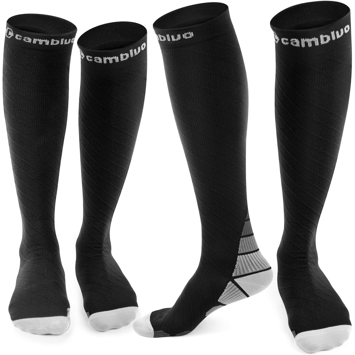 CAMBIVO Compression Socks for Women & Men 2 Pairs, Travel Flight Socks