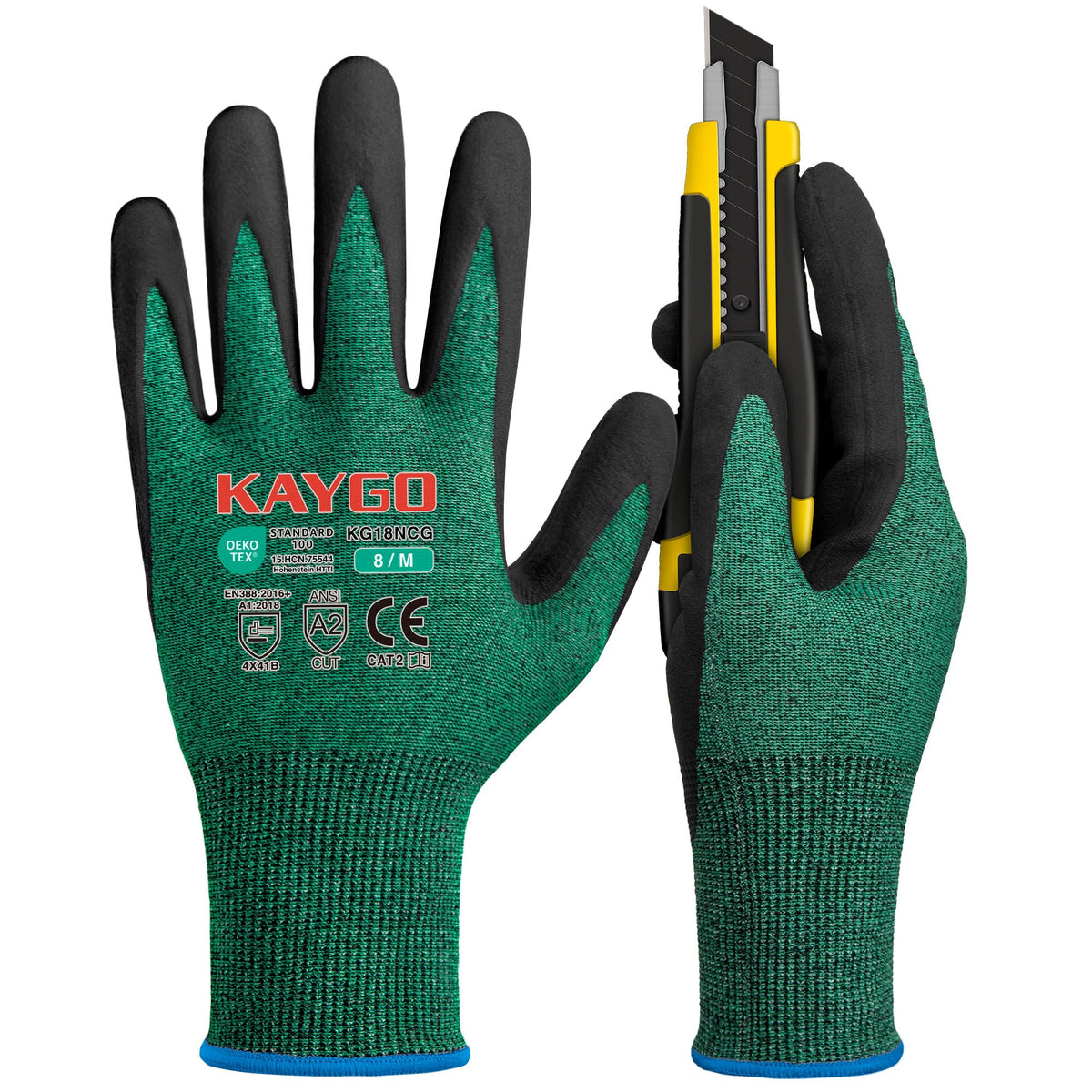 KAYGO Safety Work Gloves MicroFoam Nitrile Coated 12 Pairs, KG18NB
