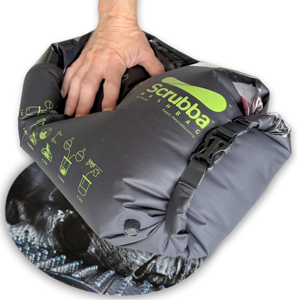 Scrubba Wash Bag - Patented Washboard-in-a-Bag™ Portable Travel Washing Machine for Camping, Backpacking, Cruises & Hotels - Pack Light, Wash Clothes Anywhere in Minutes (~140g)