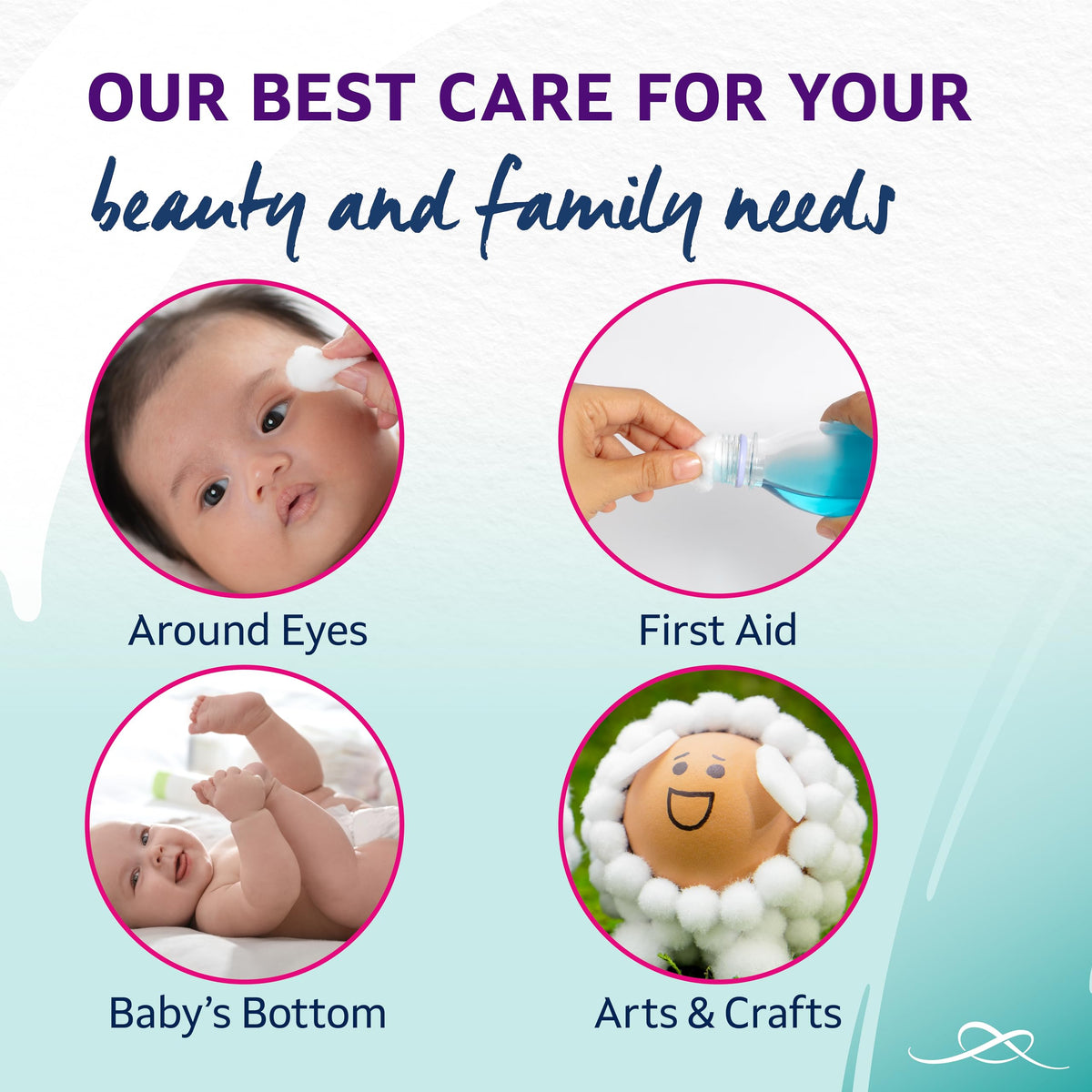 Lil-Lets Baby Cotton Wool Oval Pads, Certified Organic, 100% Pure Cotton Wool, Soft and Absorbent, Gentle on Baby's Delicate Skin, Dermatologically Tested, Ideal for Newborns, Pack of 50 Oval Pads