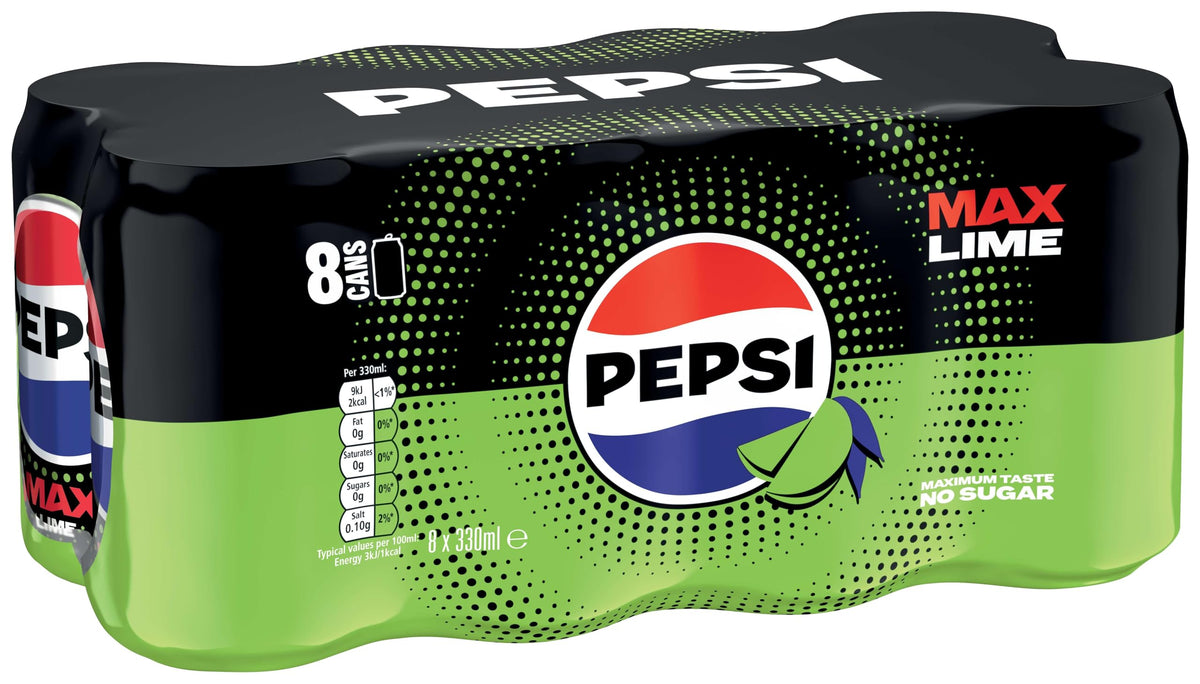 Pepsi Max Caffeine Free Cola | 330ml Can | 8 Pack