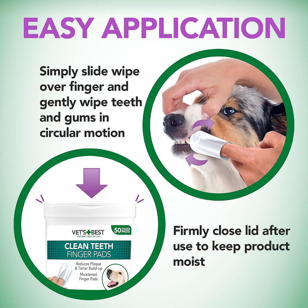 Vet's Best Dental Care Finger Wipes. 50 Disposable Wipes