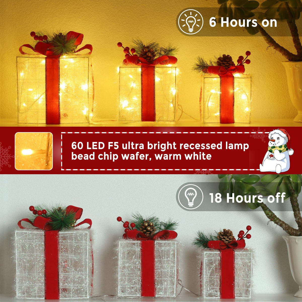 Light up Present Boxes Christmas 140LED, 3 Christmas Parcel Lights