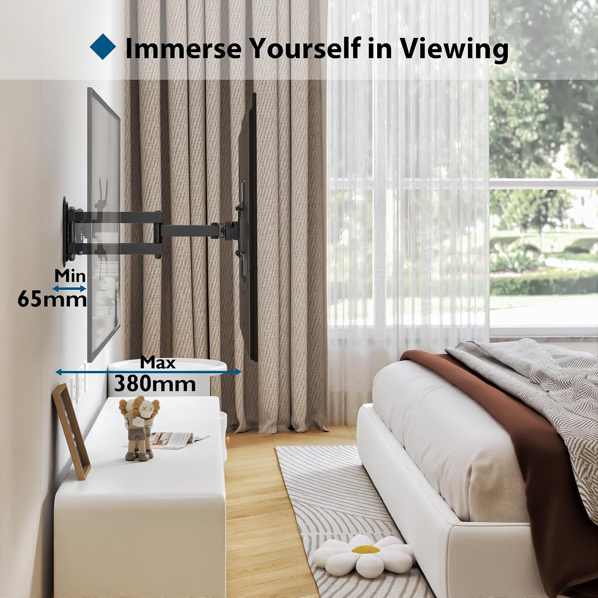 BONTEC TV Wall Bracket for Most 13-42 Inch TV, Adjustable TV Wall Mount, Tilt, Swivel, 360°Rotation, VESA 200x200mm up to 20kg, Universal TV Mount with Safety Screws, Bubble Level, Cable Ties Included