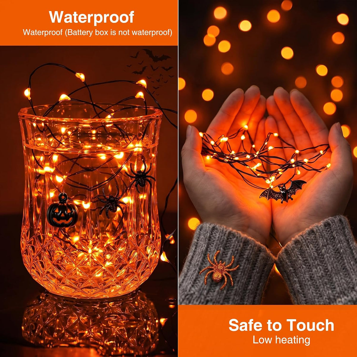 litogo Halloween Orange Fairy Lights Battery Operated with Timer, 3M 30 LED