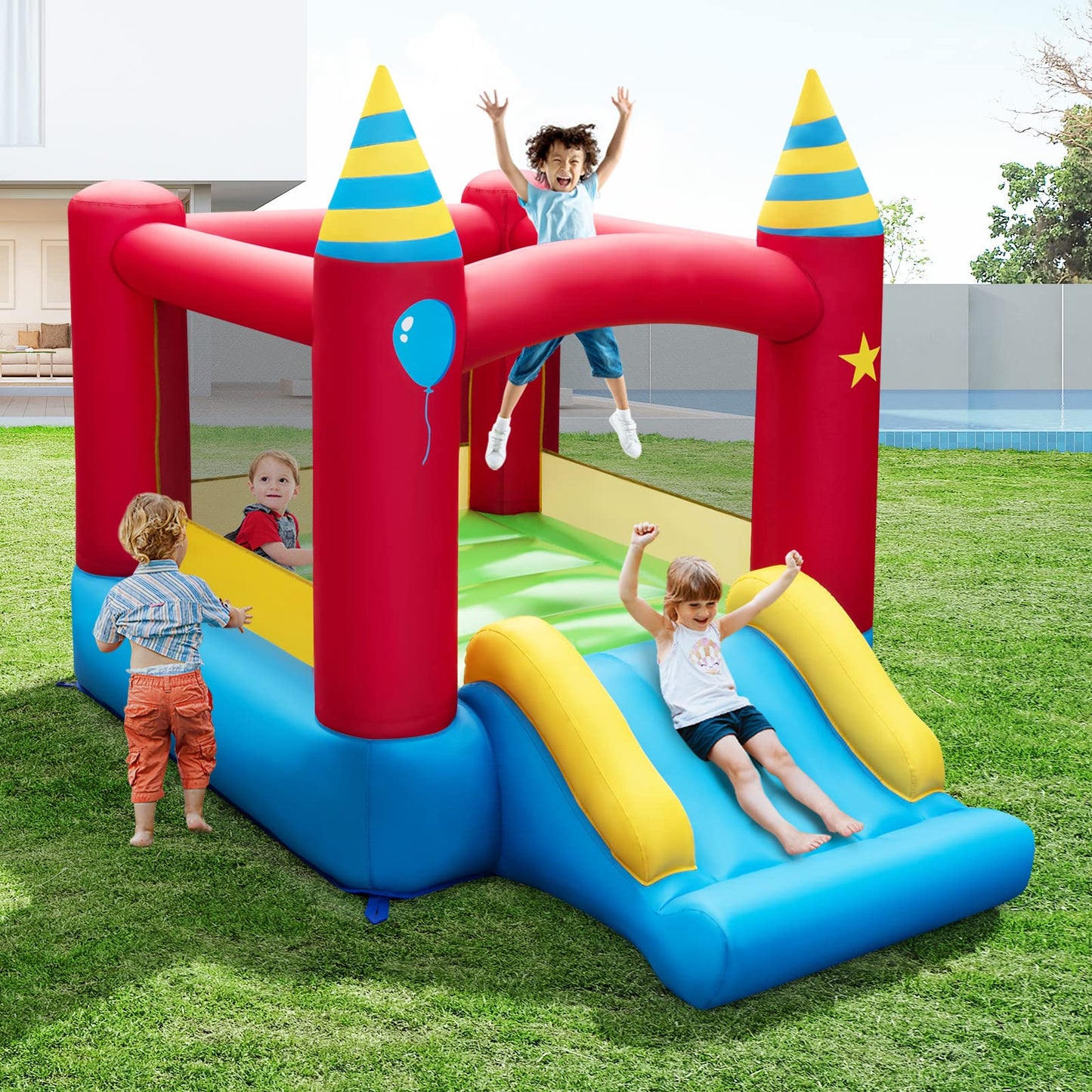 Maxmass Kids Inflatable Bouncy Castle with Slide — 260x205x190cm | Ages 3-10