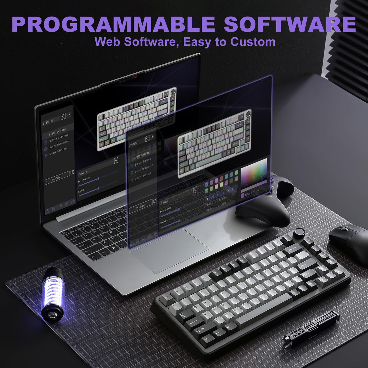YUNZII B75 PRO 75% Wireless Mechanical Keyboard (Black Heart,Cocoa Switch)