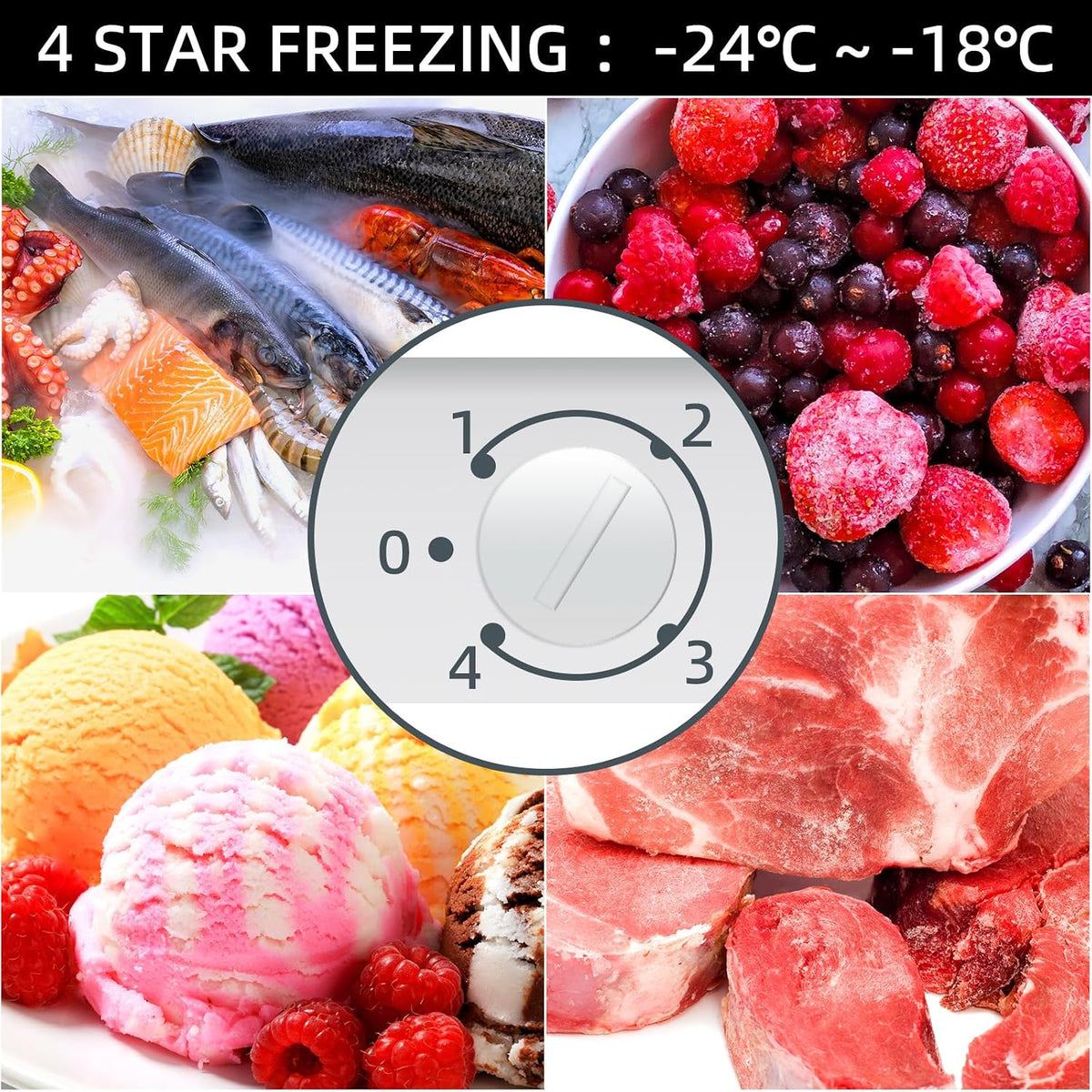 CHiQ 145L Upright Freezer with 4-Star Freezing & Reversible Door Black