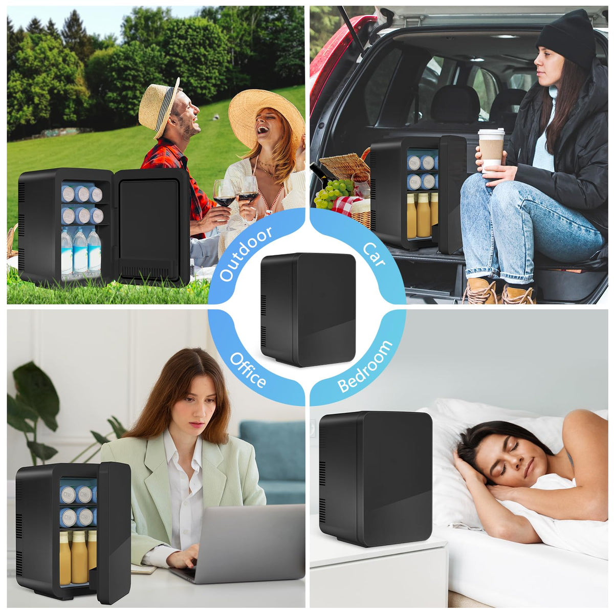 ARTETHYS Mini Fridge for Bedrooms, 10L Small Portable Car Fridges