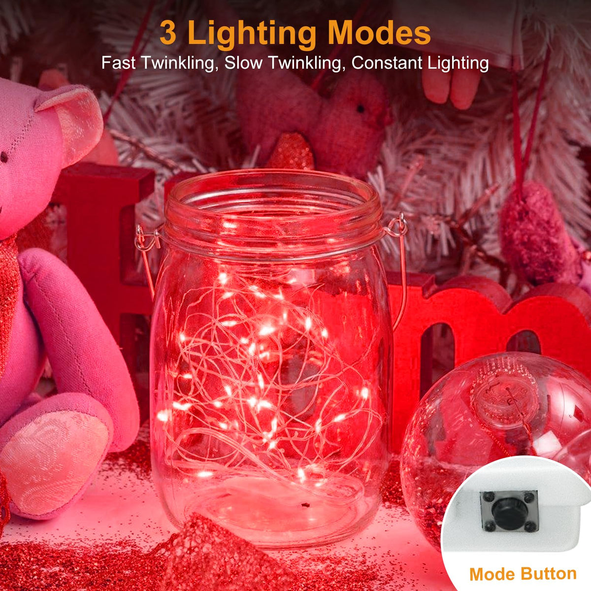 btfarm 12 Pack 3 Modes Fairy Lights Battery Operated, 2M 20LED String Light