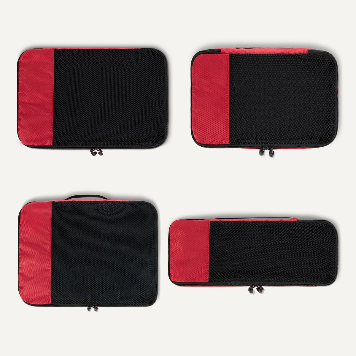 Amazon Essentials 4-Piece Packing Cubes Travel Accessories Set, Luggage Organiser with Double Zip, Mesh Top, 100% Polyester, Medium, Black (Previously Amazon Basics)