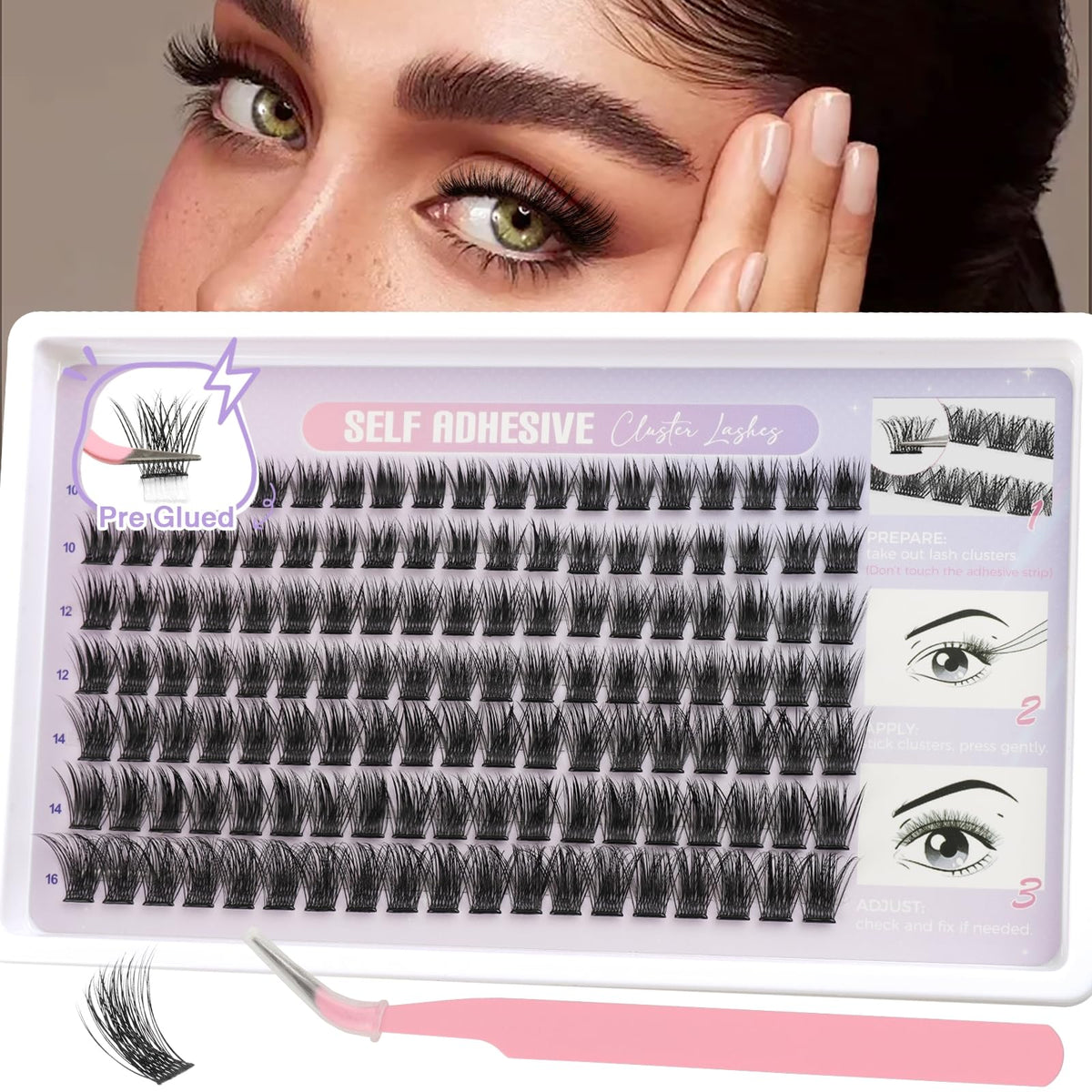 Sixstarhair Individual Eyelashes Kit Lash Clusters with Glue and Remover
