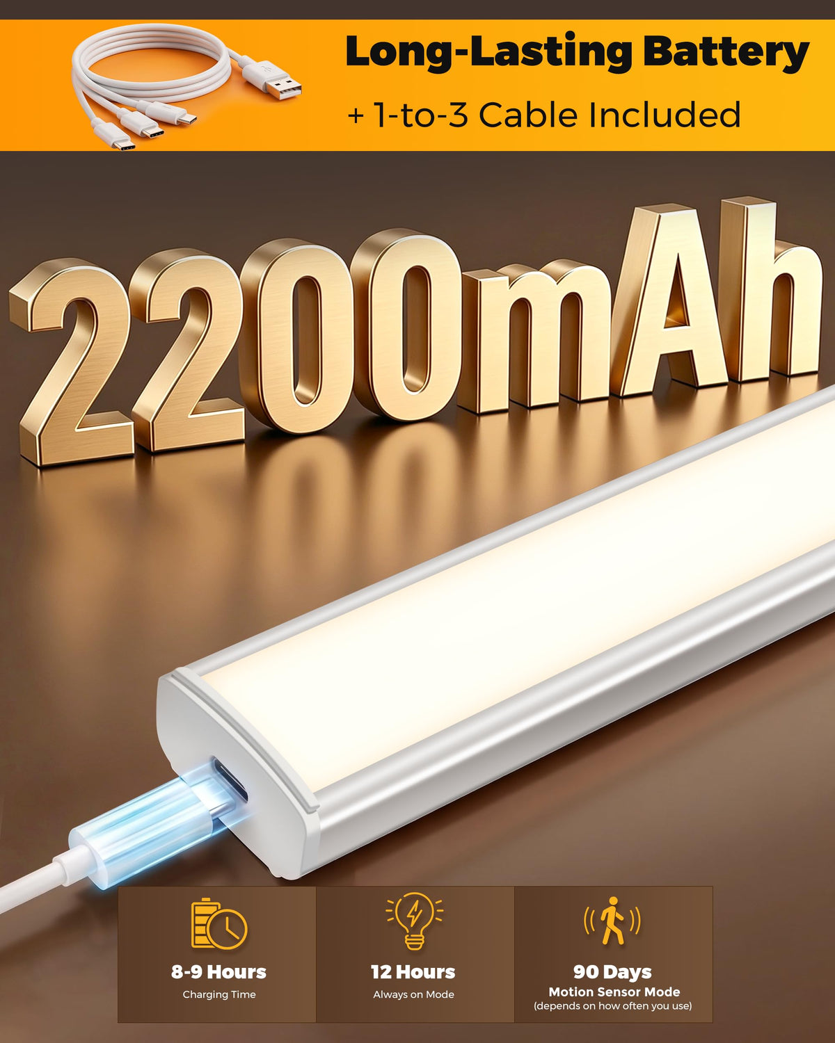 Under Cabinet Kitchen Lights 5 Pack, Motion Sensor Lights Indoor, 25CM
