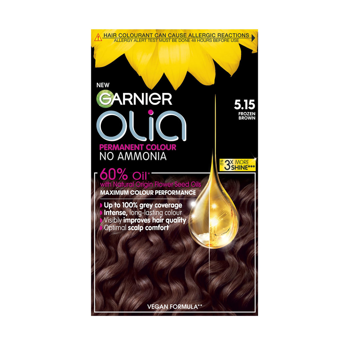 Garnier Olia Luminous Long-Lasting Permanent Hair Colour, 5.0 Brown
